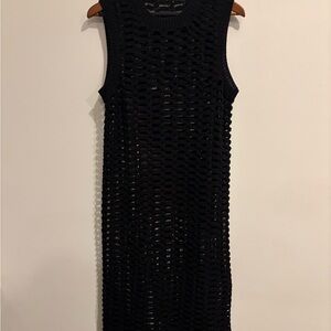 Boutique Black Sleeveless Heavyweight Rope Knit Dress